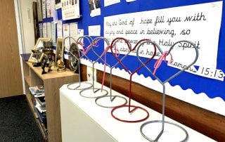 Wireform hearts donated to Gargrave C Of E Primary School