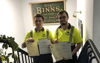 om and Tom recently completed their advanced apprenticeships